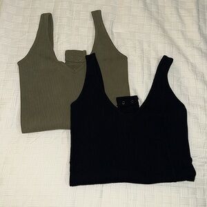 (2) AURA one piece ribbed tops 🍀🖤 NWOT